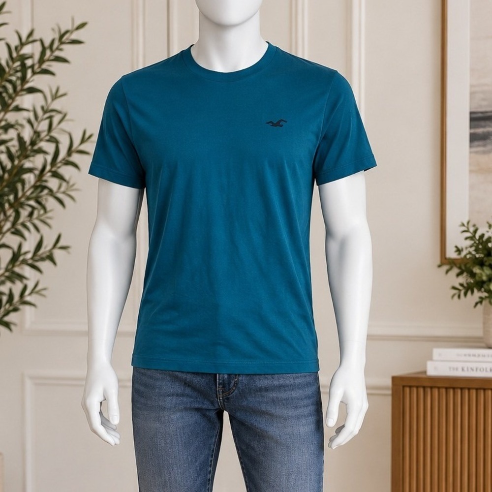 Hollister Mens T-Shirt Sport Knit Moisture Wicking Teal Solid Size Medium
